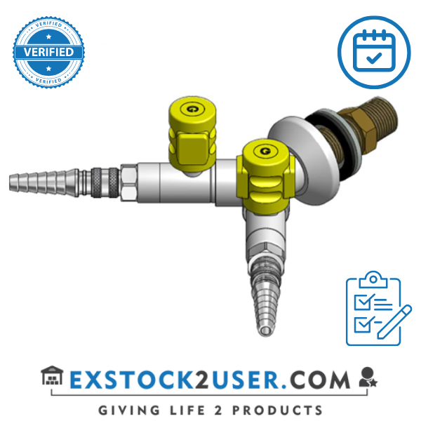 FAR MDS 2-way gastap, 90° with quick release coupling 11-40015.2M6QR