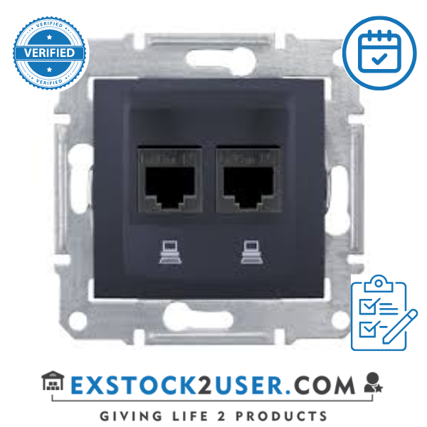 Schneider Electric, SDN4800170, Sedna - double data outlet - RJ45 cat.6 UTP without frame graphite