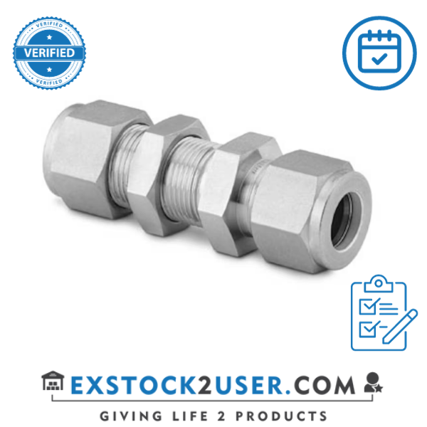 Bulkhead Union, 1/2" x 1/4" Swagelok, SS