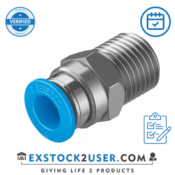 Festo QS Series Straight Threaded Adaptor, R 1/2 Male to Push In 10 mm, Threaded-to-Tube Connection Style,