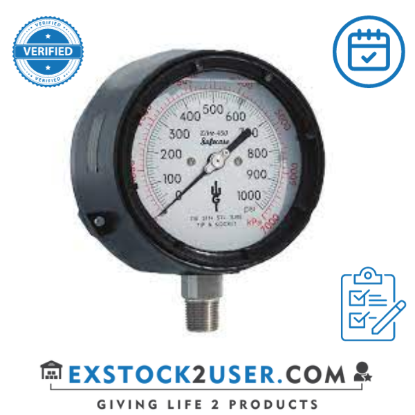 4 ½” Dial, ¼” NPT Bottom, Black Case, Inconel Material, No fill, 400 PSI