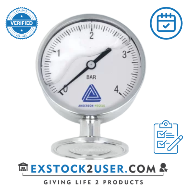 SANITARY PRESSURE GAUGE 0-20 BAR, 3 1/2" DIAL, anderson instruments